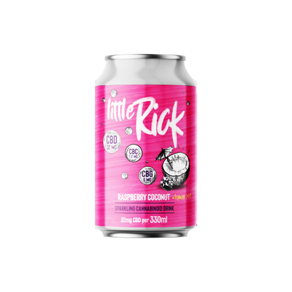 12 x Little Rick 32mg CBD Sparkling 330ml Raspberry Coconut Drink - Image 1