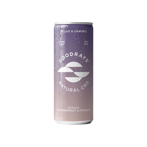 JWNAE0031X0284.jpg 12 x Goodrays 30mg CBD Passionfruit & Pomelo Seltzer 250ml - Image 1