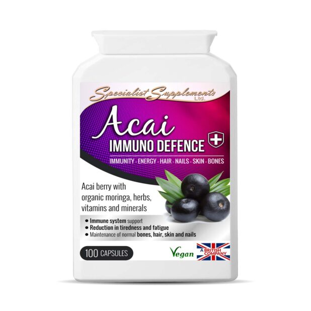 specialist supplements Acai Immuno Defence pot 100 capsules sno99b