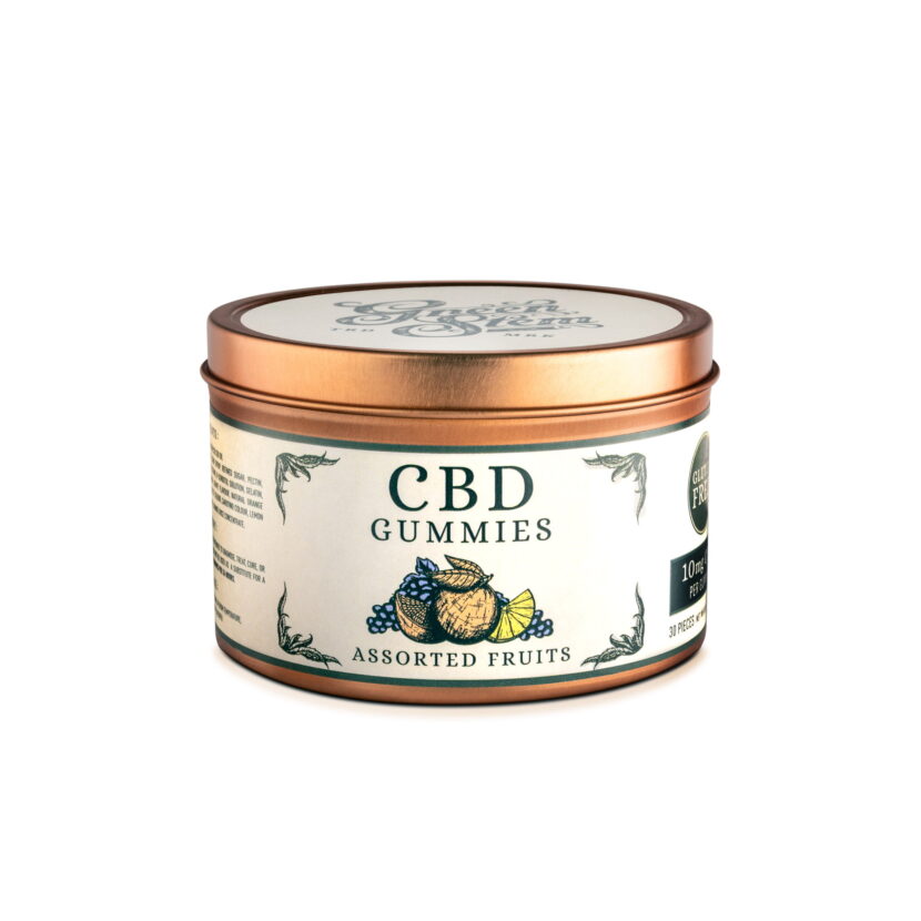 Green Stem CBD Gummies Tin Showing Lid
