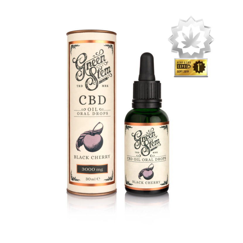 Green Stem CBD Tincture Black Cherry 3000mg Inc Award Icon