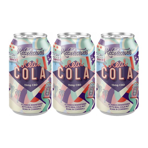12 x Rebelicious 15mg CBD Real Cola Sparkling Soft Drink - 330ml - Image 1