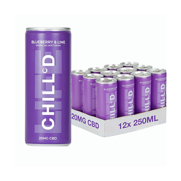 12 x CHILLD 20mg CBD Sparkling 250ml Blueberry & Lime - Image 1