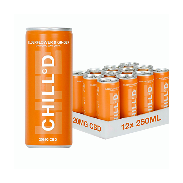 12 x CHILLD 20mg CBD Sparkling 250ml Elderflower & Ginger - Image 1