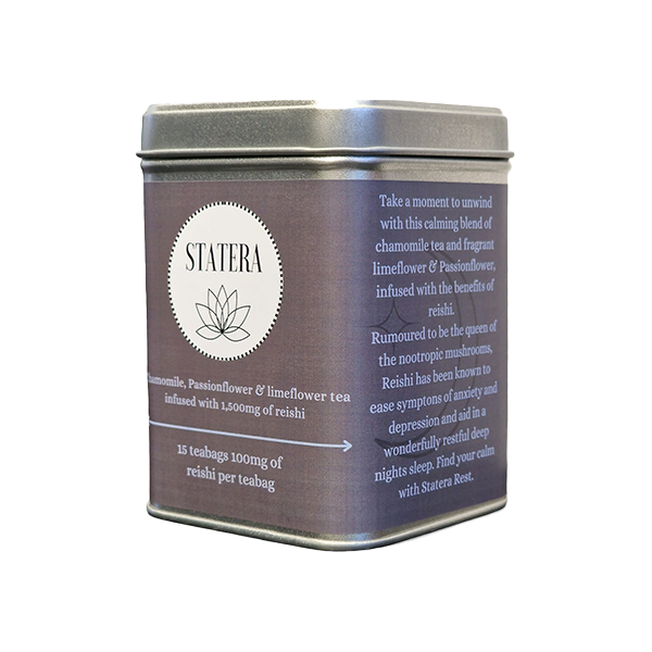 JWNAJ0124X0465.png Statera CBD 1500mg Reishi 'Rest' Tea - 15 Biodegradable Vegan Tea Bags - Image 1