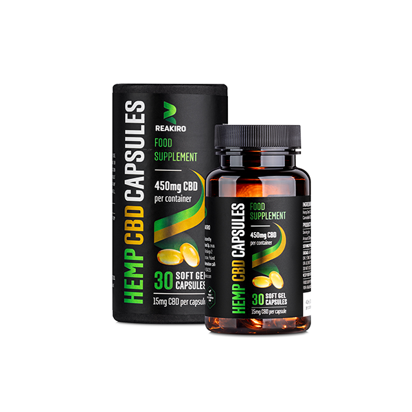 Reakiro 450mg Full Spectrum CBD Soft Gel Capsules - 30 Caps (BUY 1 GET 1 FREE) - Image 1
