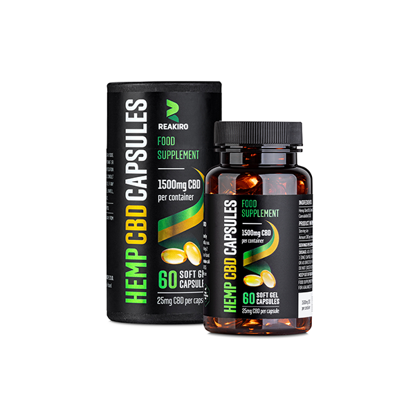 JWNEC0006Z0137BOGOF.png Reakiro 1500mg Full Spectrum CBD Soft Gel Capsules - 60 Caps (BUY 1 GET 1 FREE) - Image 1