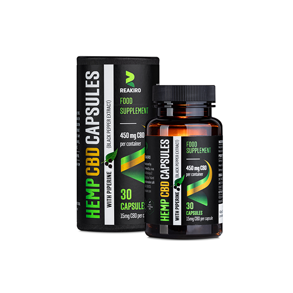 JWNEC0012Z0137BOGOF.png Reakiro 450mg CBD Full Spectrum Vegan Piperine Capsules - 30 Caps (BUY 1 GET 1 FREE) - Image 1