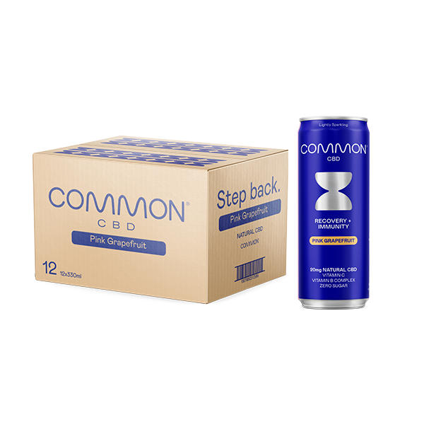 12 x COMMON 20mg CBD Pink Grapefruit Sparkling Drink - 330ml - Image 1