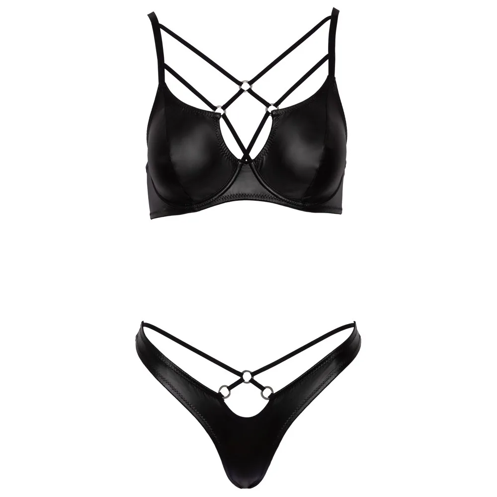 Cottelli Matte Black Bra Set Size: 80b-m - Image 3