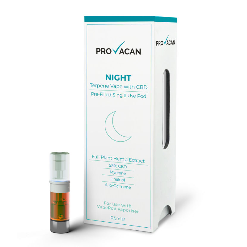 provacan cbd vape night single use pod 55 side